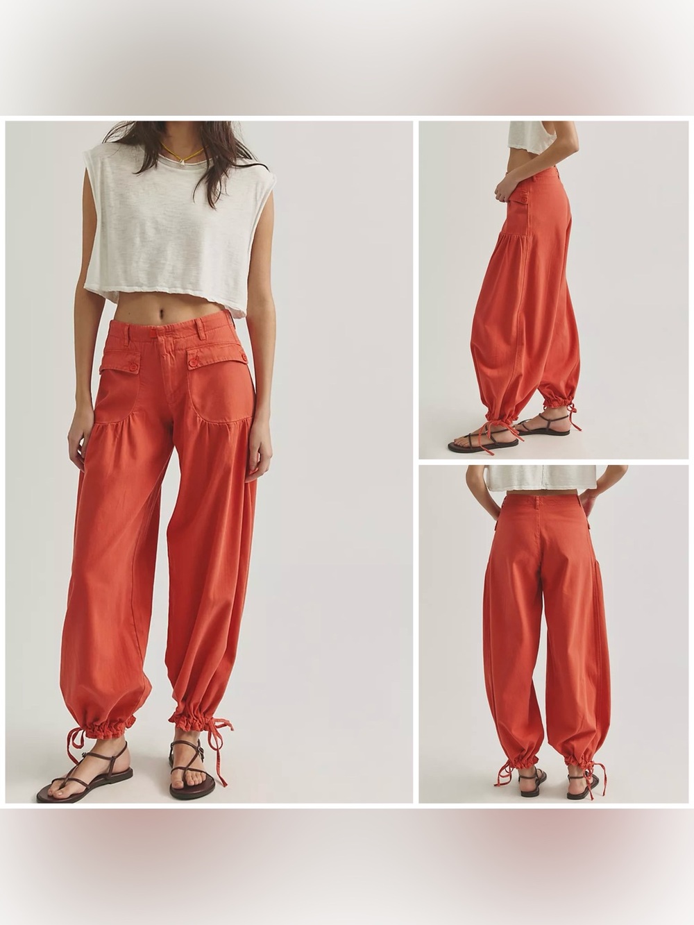 NWT Free People We The Free Lotus Balloon Jeans - Cayenne Red Coral - 28